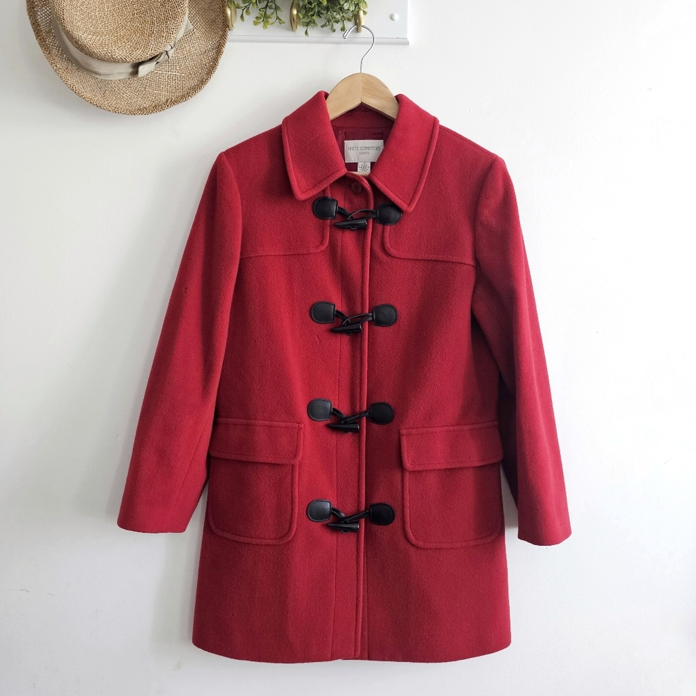 Petite Sophisticate Red Wool Cashmere Toggle Coat Women’s Size M Classic